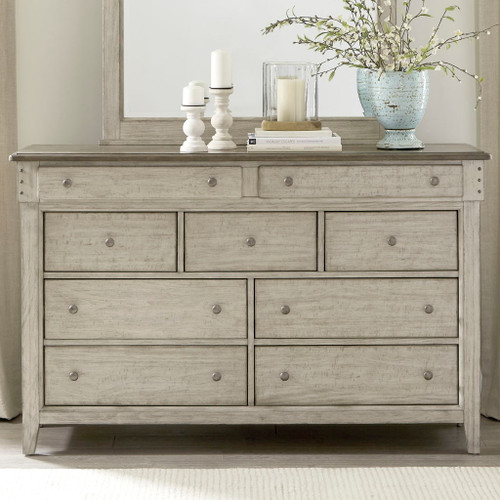 Ivy Hollow - 9 Drawer Dresser - Weathered Linen / Dusty Taupe