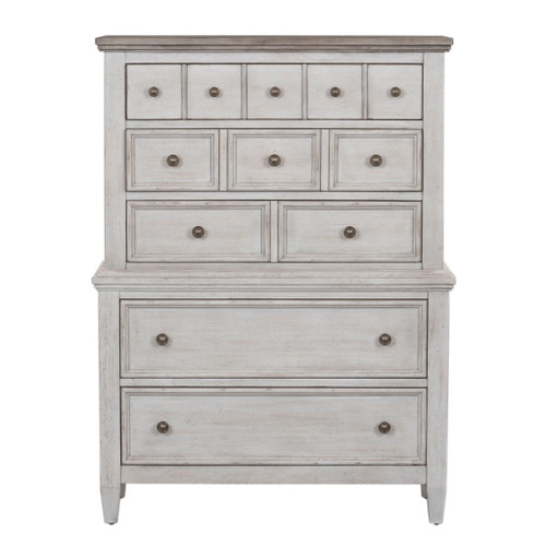 Heartland - 5 Drawer Chest - Antique White / Tobacco Tops
