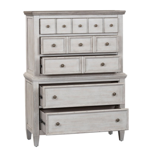 Heartland - 5 Drawer Chest - Antique White / Tobacco Tops