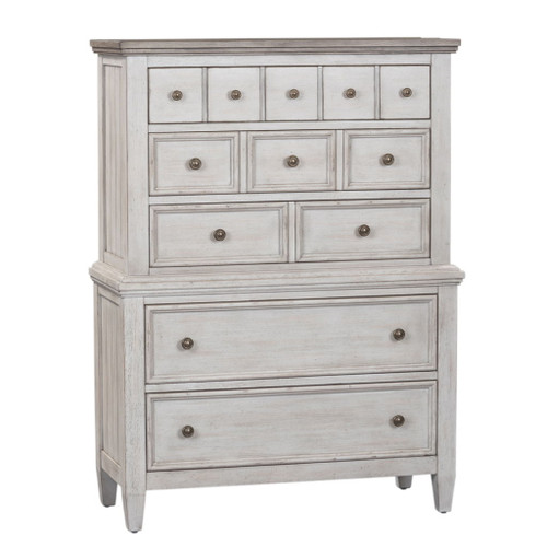 Heartland - 5 Drawer Chest - Antique White / Tobacco Tops