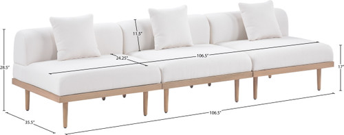 Laguna - 3 Piece Resilient Water Resistant Fabric 106.5" Outdoor Patio Armless Modular Sofa