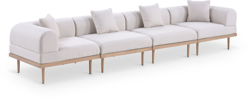 Laguna - 4 Piece Resilient Water Resistant Fabric 142" Upholstered Outdoor Patio Modular Sofa