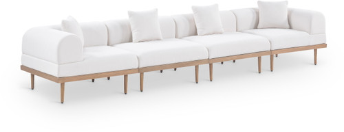 Laguna - 4 Piece Resilient Water Resistant Fabric 142" Upholstered Outdoor Patio Modular Sofa