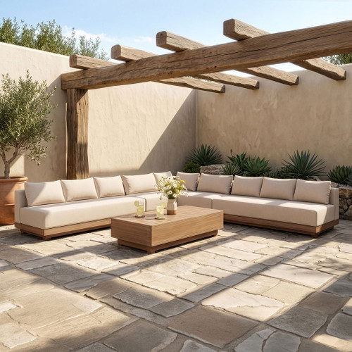Solace - Olefin Fabric 5 Piece Outdoor Patio Modular Sectional