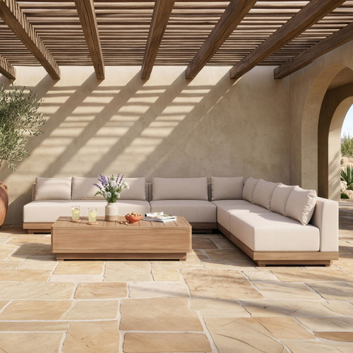 Solace - Olefin 5 Piece Outdoor Patio Modular Sectional