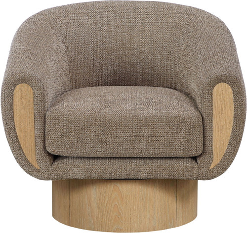 Avella - Interwoven Fabric Swivel Accent Chair - Light Brown Base