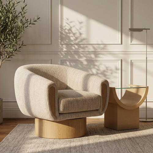 Avella - Interwoven Fabric Swivel Accent Chair - Light Brown Base
