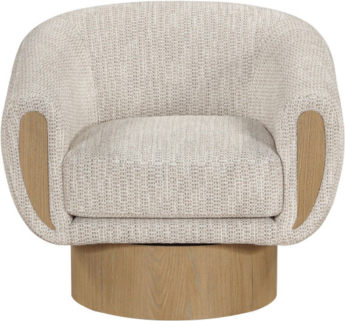 Avella - Interwoven Fabric Swivel Accent Chair - Light Brown Base