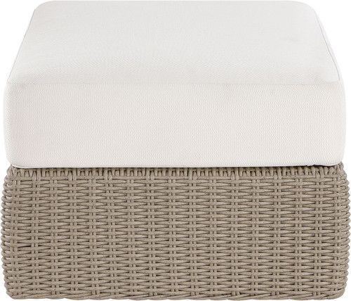 Seacrest - Olefin Water Resistant Fabric And Wicker Outdoor Patio Ottoman/Coffee Table