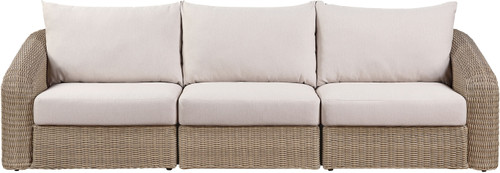 Seacrest - Olefin Water Resistant Fabric And Wicker 3 Piece Outdoor Patio Modular Sofa