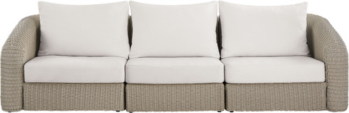 Seacrest - Olefin Water Resistant Fabric And Wicker 3 Piece Outdoor Patio Modular Sofa