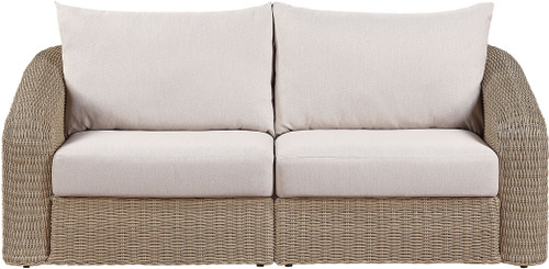 Seacrest - Olefin Water Resistant Fabric And Wicker 2 Piece Outdoor Patio Modular Loveseat