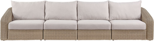 Seacrest - Olefin Water Resistant Fabric And Wicker 4 Piece Outdoor Patio Modular Sofa