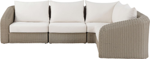 Seacrest - 123.25" Olefin Water Resistant Fabric And Wicker 4 Piece Outdoor Patio Modular Sectional