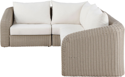 Seacrest - Olefin Water Resistant Fabric And Wicker 4 Piece Outdoor Patio Modular Sectional