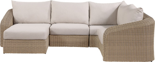 Seacrest - Olefin Water Resistant Fabric And Wicker 5 Piece Outdoor Patio Modular Sectional