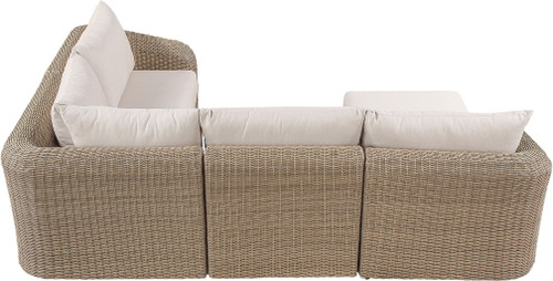 Seacrest - Olefin Water Resistant Fabric And Wicker 5 Piece Outdoor Patio Modular Sectional