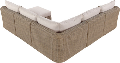 Seacrest - Olefin Water Resistant Fabric And Wicker 6 Piece Outdoor Patio Modular Sectional