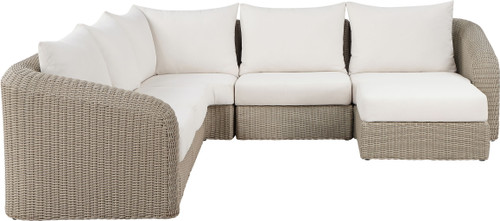 Seacrest - Olefin Water Resistant Fabric And Wicker 6 Piece Outdoor Patio Modular Sectional