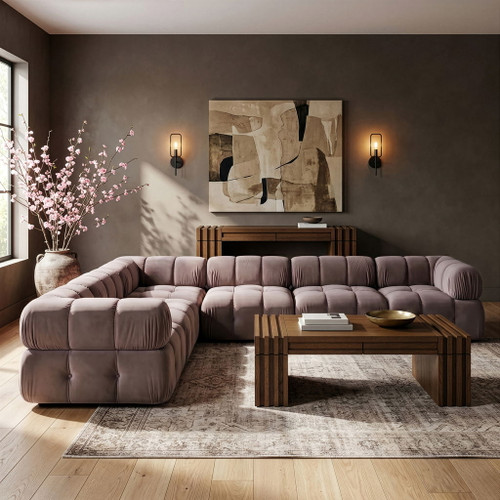 Orin - L-Shaped Velvet 6 Piece Modular Sectional
