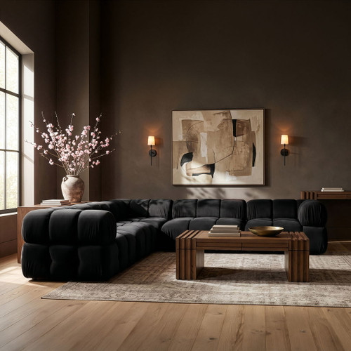 Orin - Velvet 5 Piece Modular Corner Sectional