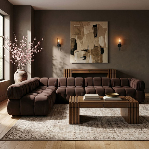 Orin - Velvet 6 Piece Modular L-Shaped Sectional