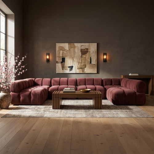 Orin - U-Shaped Velvet 6 Piece Modular Sectional