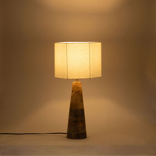 Juniper - Mango Wood Base And Linen Textured Fabric Shade Table Lamp