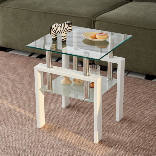 Tempered Glass Table With Storage
