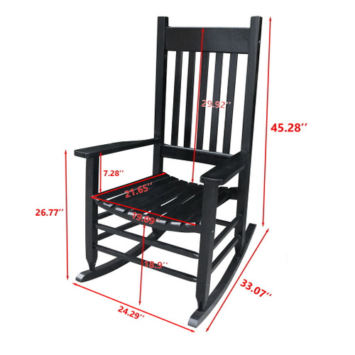 Classic Wooden Porch Rocker Chair Populus Wood Comfortable Design