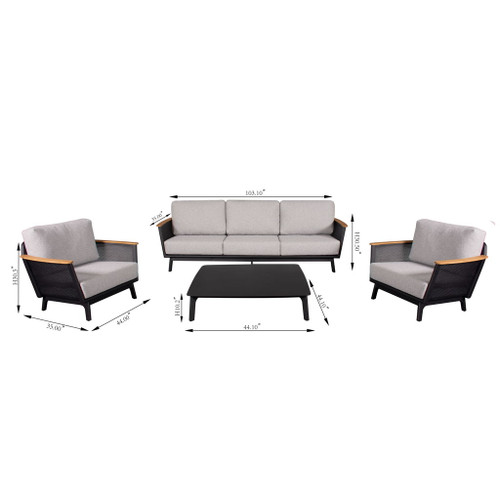 Sofa Set With Armrests - Black