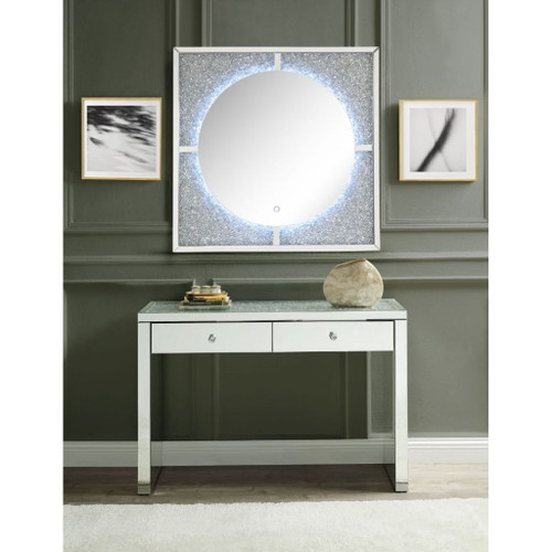 Noralie - Accent Mirror With LED - Mirrored, Faux Diamonds
