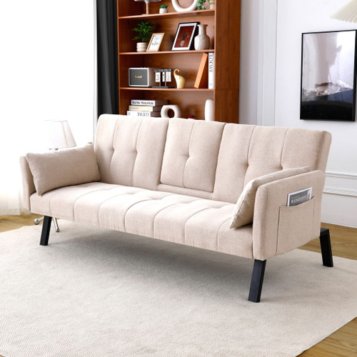 Sofa Bed With Foldable Design And Cup Holder