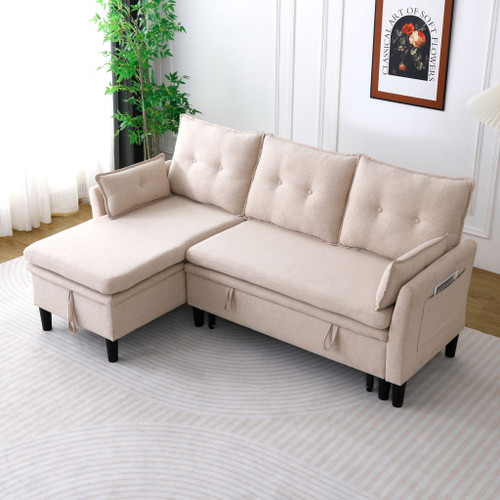 L-Shaped Reversible Chaise Sectional Sofa With Storage
