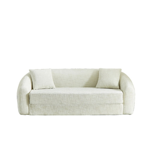 Curved Convertible Sofa, 2 In 1 Fold Out Bed With Pull Out Base And Deep Seat