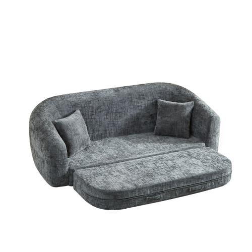 Curved Convertible Sofa, 2 In 1 Fold Out Bed With Pull Out Base And Deep Seat