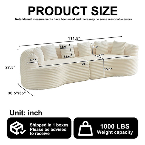 Sectional Sofa, Oversized 4 Seater With Deep Seat Design