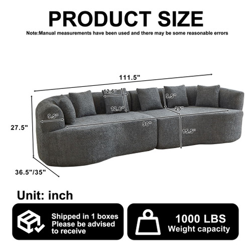 Curved Sectional Sofa With 6 Pillows