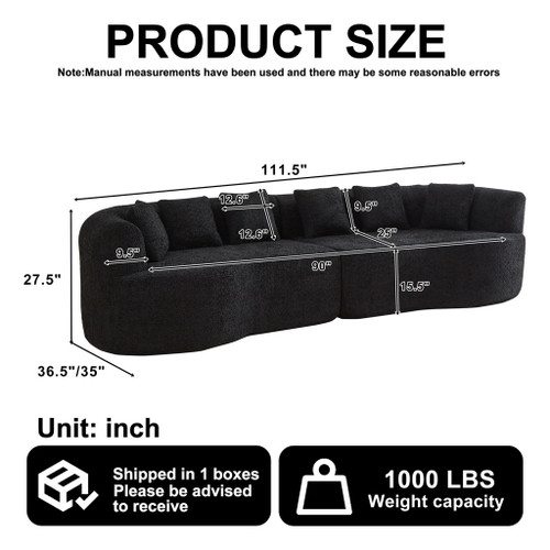 Curved Sectional Sofa With 6 Pillows