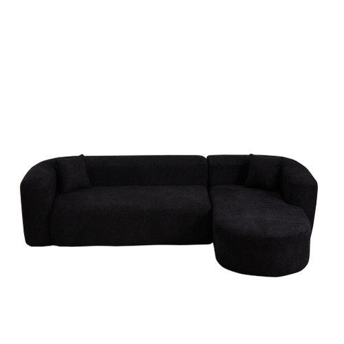 L - Shape Boneless Cloud Couch With 2 Throw Pillows For Living Room