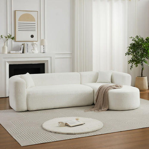 L - Shape Boneless Cloud Couch With 2 Throw Pillows For Living Room