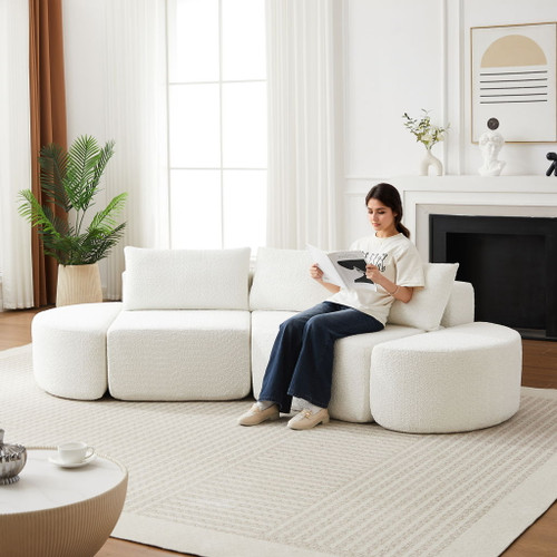 V - Shaped Modular Sofa Set With 3 Pillow
