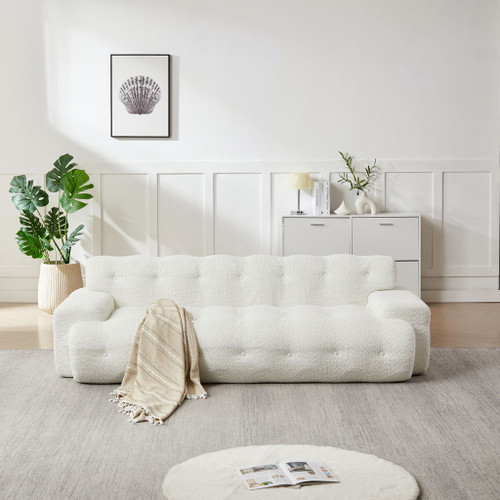 Cloud Series Minimalist Button Tufted Square Arm 3 Seater Sofa