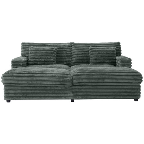 Oversized Double Chaise Lounge Sofa With USB Ports And Cup Holders