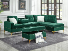Joy Ottoman in Velvet with Gold Legs