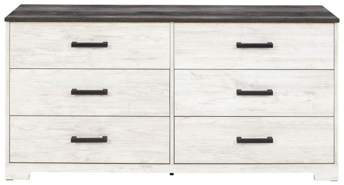 Shawburn - Six Drawer Dresser - Pewter-tone pulls - White / Black /  On Clearance