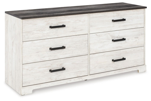 Shawburn - Six Drawer Dresser - Pewter-tone pulls - White / Black /  On Clearance