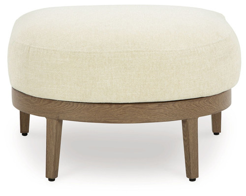 Serene Bay - Ottoman With Cushion - Dark Brown / White On Clearance