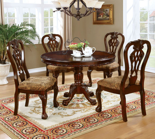 Elana - Round Dining Table - Brown Cherry On Clearance