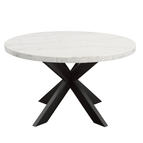Xena - Marble Top Round Table - White / Black On Clearance